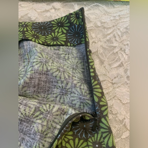 Eddie Bauer Linen Blend Skirt Women's 4 Green Gray Line floral Midi EUC - Picture 8 of 10
